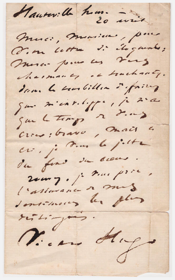 Lettre de Victor Hugo de 1862.
