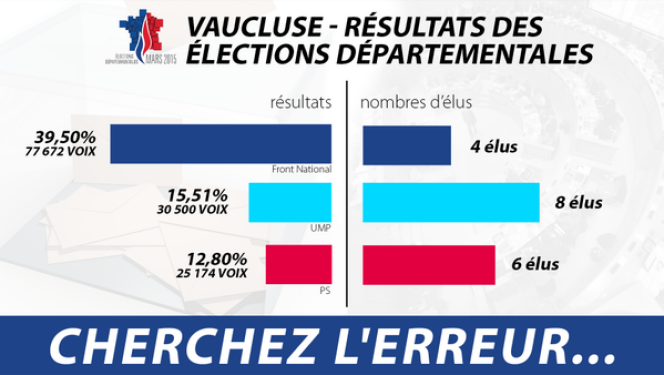 Visuel utilisé par le FN pour dénoncer le mode de scrutin départemental dans le Vaucluse