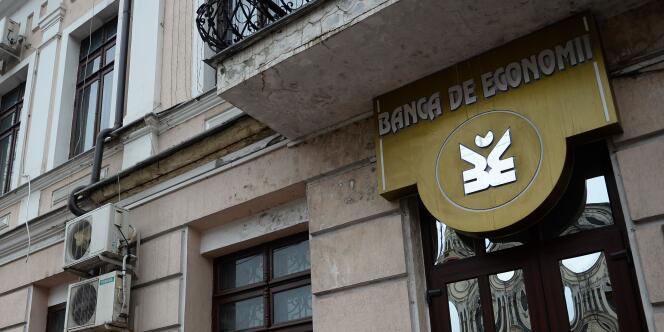 La Banque d'économies (BEM), un des trois établissements majeurs de Moldavie, le 27 mars. 