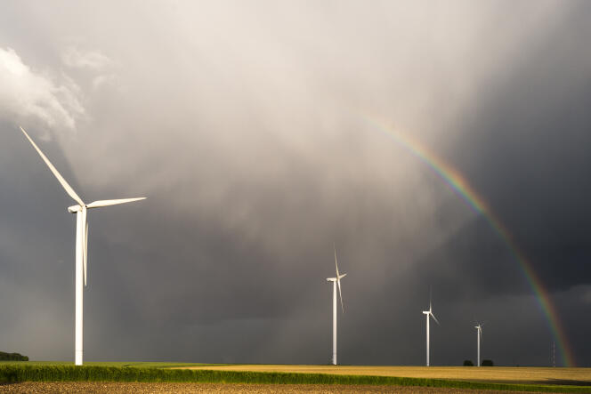 Des éoliennes près de Vierzon (Cher), le 12 mai 2014.