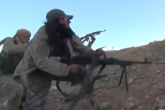 Un combattant de l'Etat islamique, près de Palmyre en Syrie.