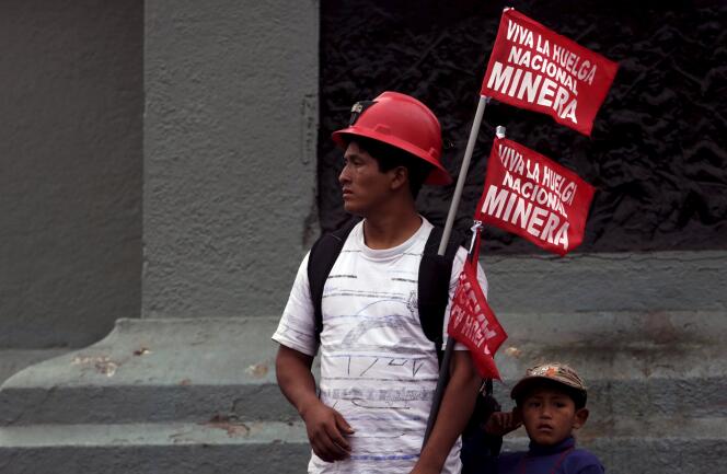 A Lima, lors d'une grève des mineurs, le 21 mai.