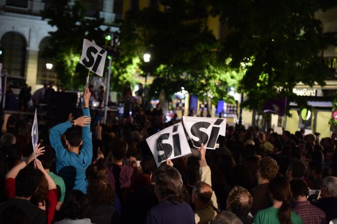 Des soutiens à Podemos, le 24 mai à Madrid.