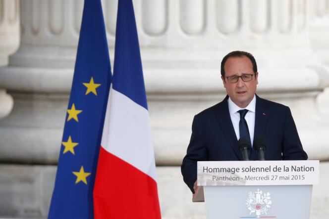 François Hollande, lors de son discours solennel, le 27 mai au Panthéon à Paris.