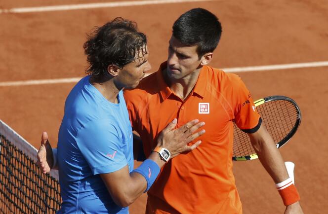 Novak Djokovic et Rafael Nadal, mercredi 3 juin, à Roland-Garros.