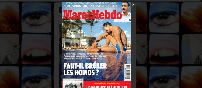 Capture d'écran de la couverture de « Maroc Hebdo » sur l'homosexualité.