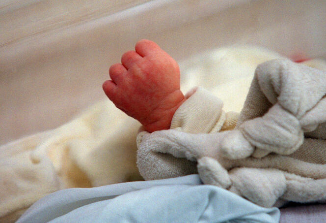 Un nouveau-né, en juin 2001 au service maternité de l'hôpital franco-britannique de Levallois-Perret.