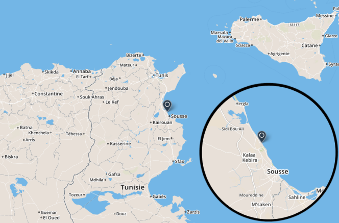 Carte de Sousse (Tunisie).