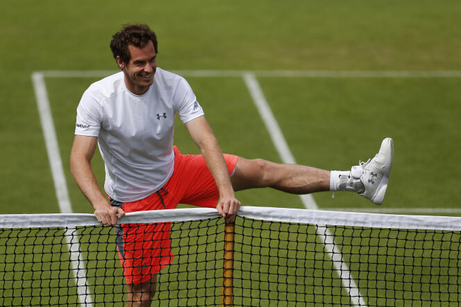 Andy Murray à l'entraînement, à la veille de l'ouverture de Wimbledon 2015.