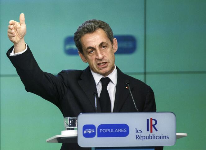 Nicolas Sarkozy lors d'une conférence de presse commune avec Mariano Rajoy (PP) à Madrid, le 29 juin.