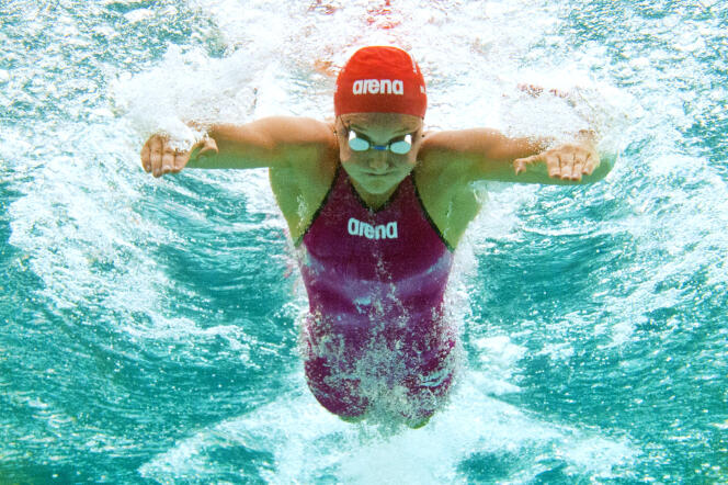 Mélanie Hénique le 8 avril 2014, pour les championnats de France de natation.