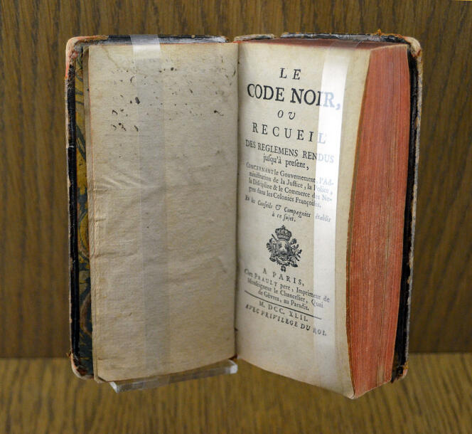 Un exemplaire du Code noir, conservé au musée de Nantes.