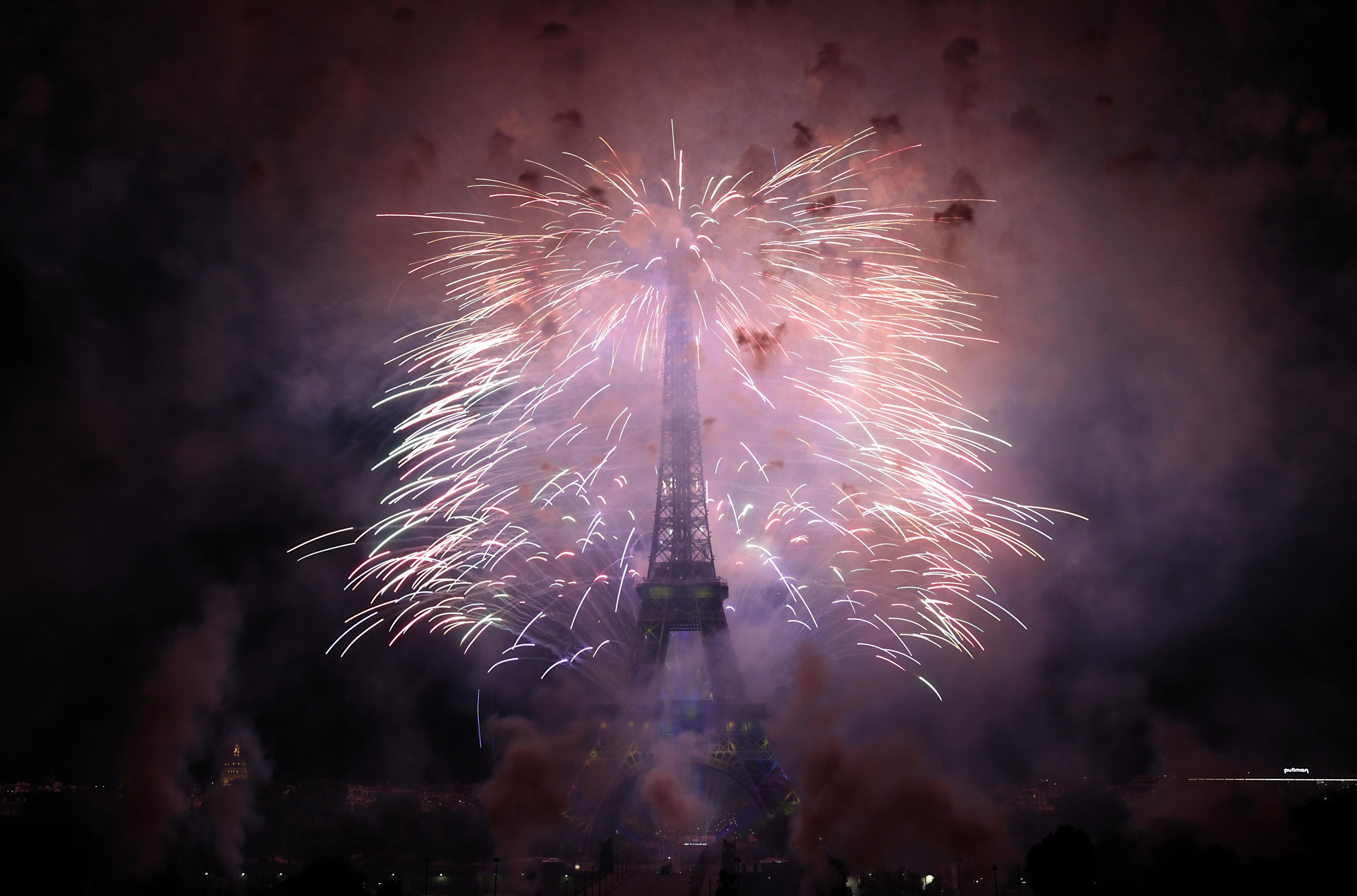 En images le feu d’artifice du 14Juillet à la tour Eiffel