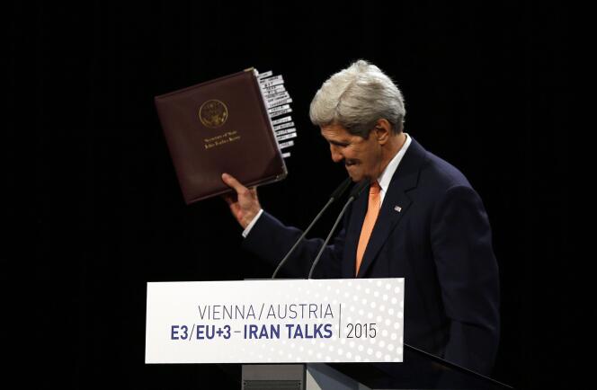 John Kerry présente l'accord sur le nucléaire iranien, à Vienne, le 14 juillet 2015.