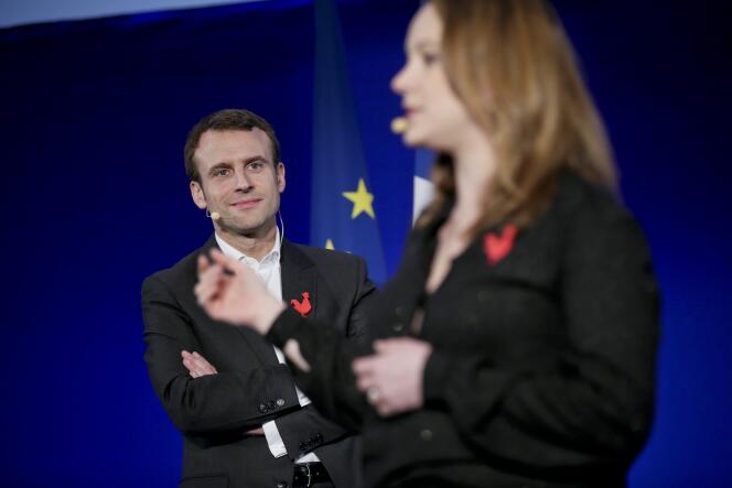 Emmanuel Macron et Axelle Lemaire présentent leurs vœux aux start-ups, à Bercy, le 29 janvier.