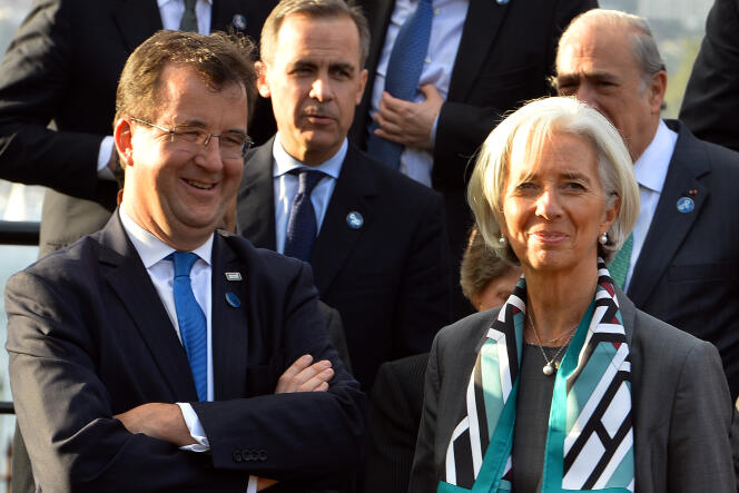 Bertrand Badré, directeur général et financier de la Banque mondiale, aux côtés de la directrice du FMI, Christine Lagarde.