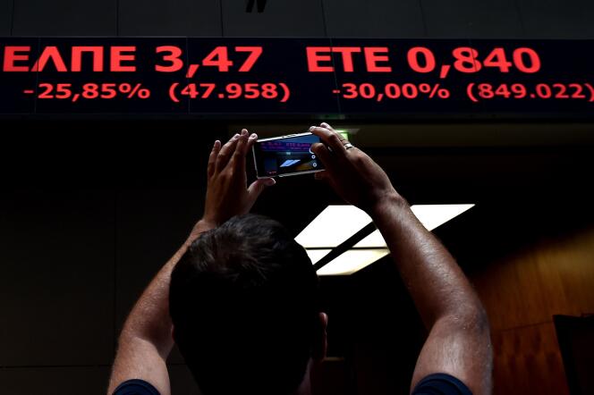 L'indice boursier de la Bourse d'Athènes, à sa réouverture le 3 août.