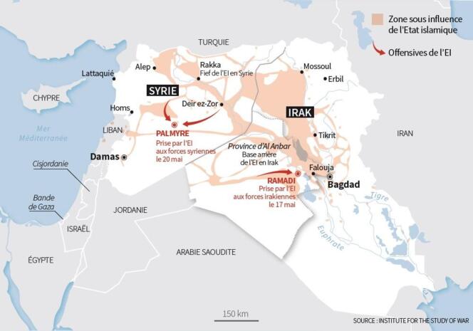 Carte des avancées de l“EI en Irak et en Syrie.