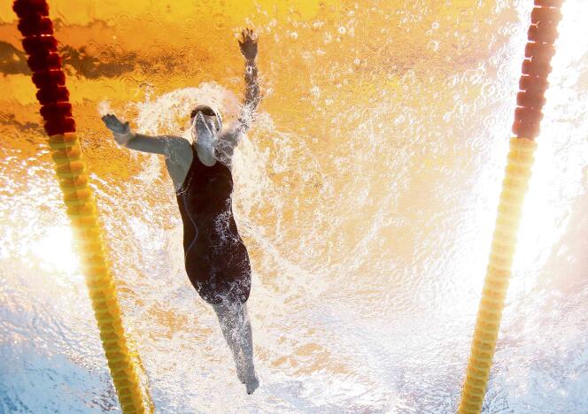 Katie Ledecky lors des séries sur le 1 500 m nage libre, le 3 août, à Kazan.