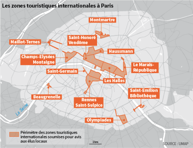Perimètre des zones touristiques internationales (ZTI) soumises pour avis aux élus locaux