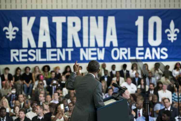 Le président américain Barack Obama s'est rendu jeudi 27 août à la rencontre des habitants de La Nouvelle-Orléans, dix ans après le passage de l'ouragan Katrina.