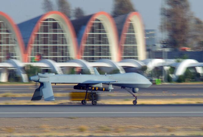 Un drone Predator MQ-1B américain atterrit à Kandahar, en Afghanistan, le 13 août.