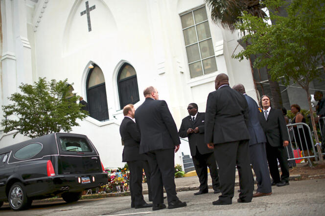 L'enterrement d'une des neuf victimes du massacre de l'église de Charleston, le 27 juin 2015.