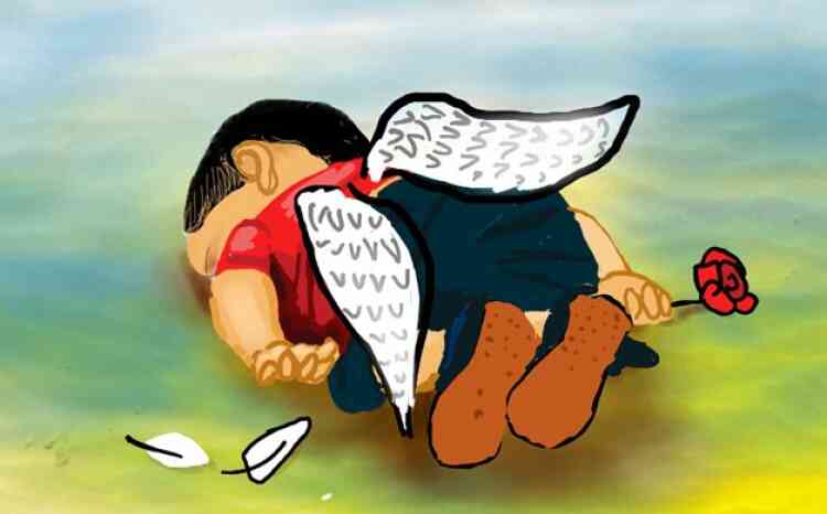 Le dessinateur Islam Gawish a dépeint le petit Aylan sous les traits d'un ange.