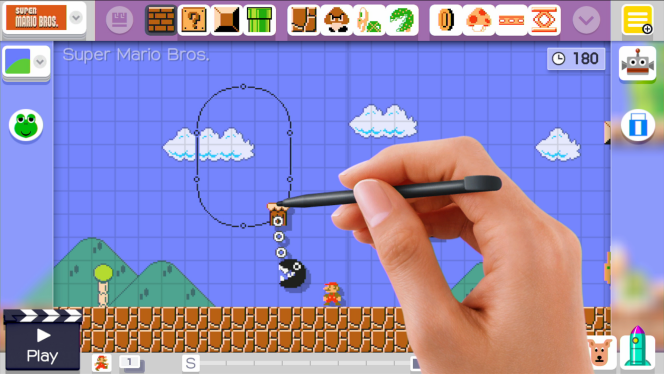 La conception de niveaux se fait au stylet sur l'écran tactile de la Wii U.