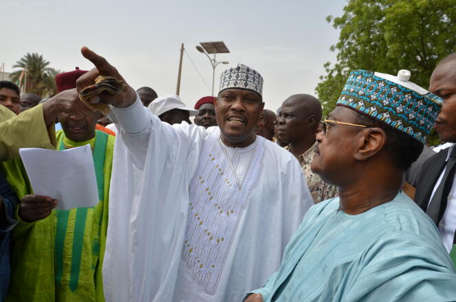 Hama Amadou, candidat du Mouvement démocratique nigérien (Moden Lumana), le 15 juin 2014, à Niamey.