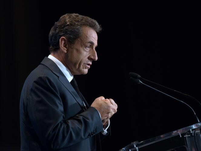 Nicolas Sarkozy, le président du parti Les Républicains, lors de son discours de clôture des journées parlementaires à Reims, le 24 septembre.