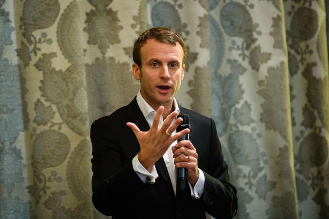 Le ministre de l’économie Emmanuel Macron à Londres le 17 avril.