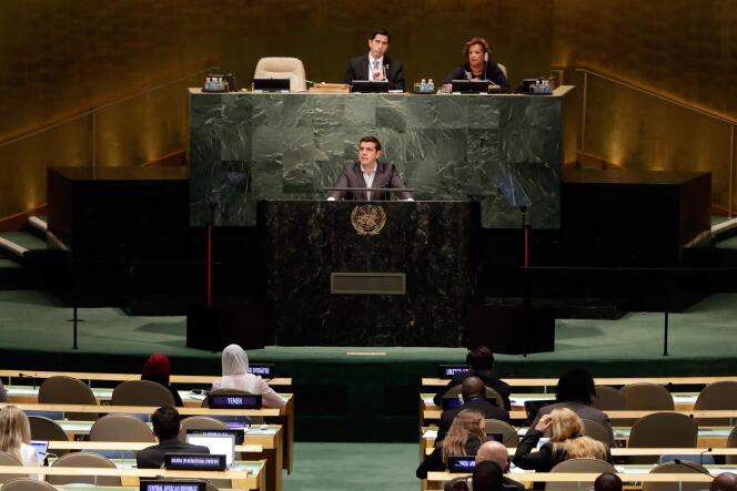 Devant l’hémicycle de l'ONU, dimanche 27 septembre, Alexis Tsipras a qualifié la dette publique de « défi international, qui se trouve au centre du système financier »