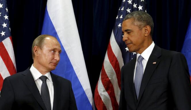 Barack Obama et Vladimir Poutine à New York, le 28 septembre 2015.