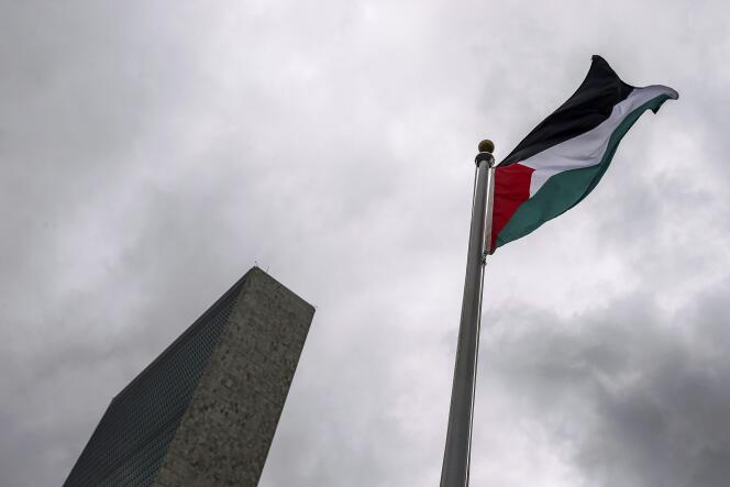 Le drapeau palestinien aux Nations unies à New York.