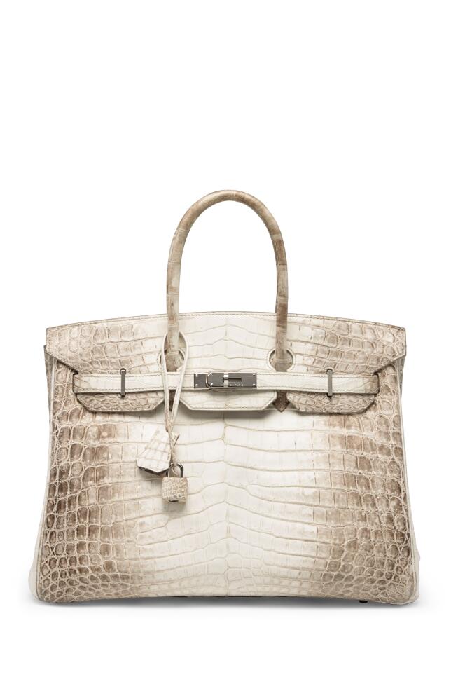 Sac à main Hermès modèle Birkin Himalaya, en cuir de crocodile blanc.