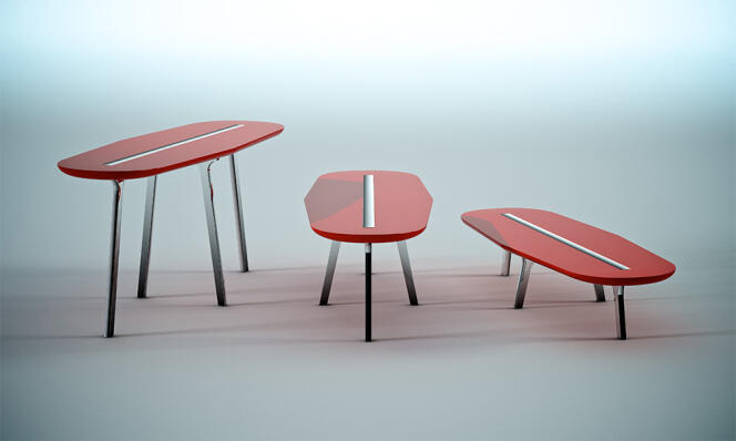 Les tables In Front Off de Kristian Gavoille peuvent s'agrandir sans ajouter de pieds.