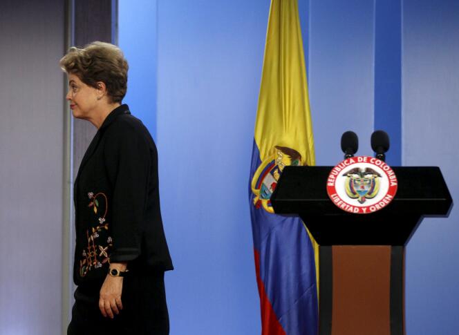 La présidente brésilienne Dilma Rousseff, le 9 octobre 2015, lors de la conférence bipartite à Bogota, en Colombie.