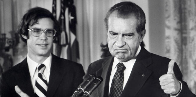 Richard Nixon lors de ses adieux au personnel de la Maison blanche en 1974.