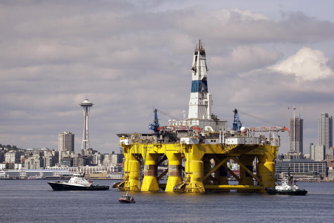 Une plate-forme pétrolière Shell, au large de Seattle.
