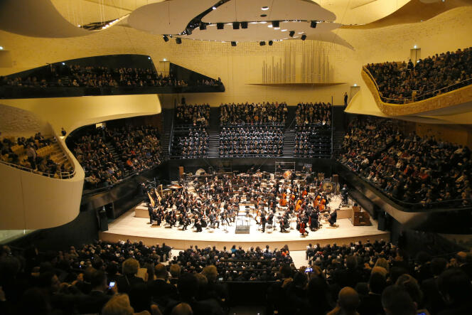 La grande salle de la Philharmonie de Paris lors du concert d’inauguration, le 14 janvier 2015.