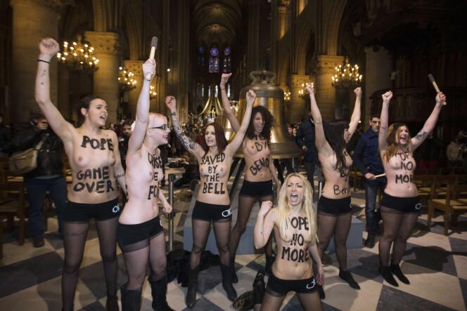 Le 21 février 2013, les Femen avaient célébré à leur manière le renoncement du pape Benoît XVI.