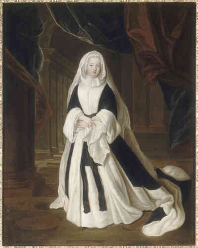 Veuve en 1710, la princesse de Condé est en grand deuil.