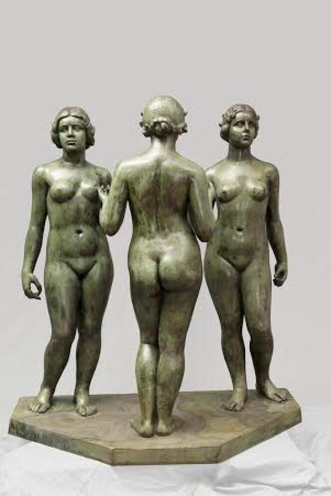 Les trois nymphes de la prairie, d'Aristide Maillol, 1930-1937, en bronze, exposées au Musée Maillol.