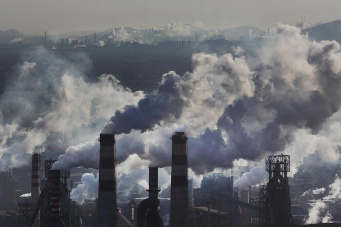 Acieries à Qian'an, dans la province du Hebei, en 2014. Cette région de l'est de la Chine est la plus polluée du pays. En cause : les poussières de charbon.