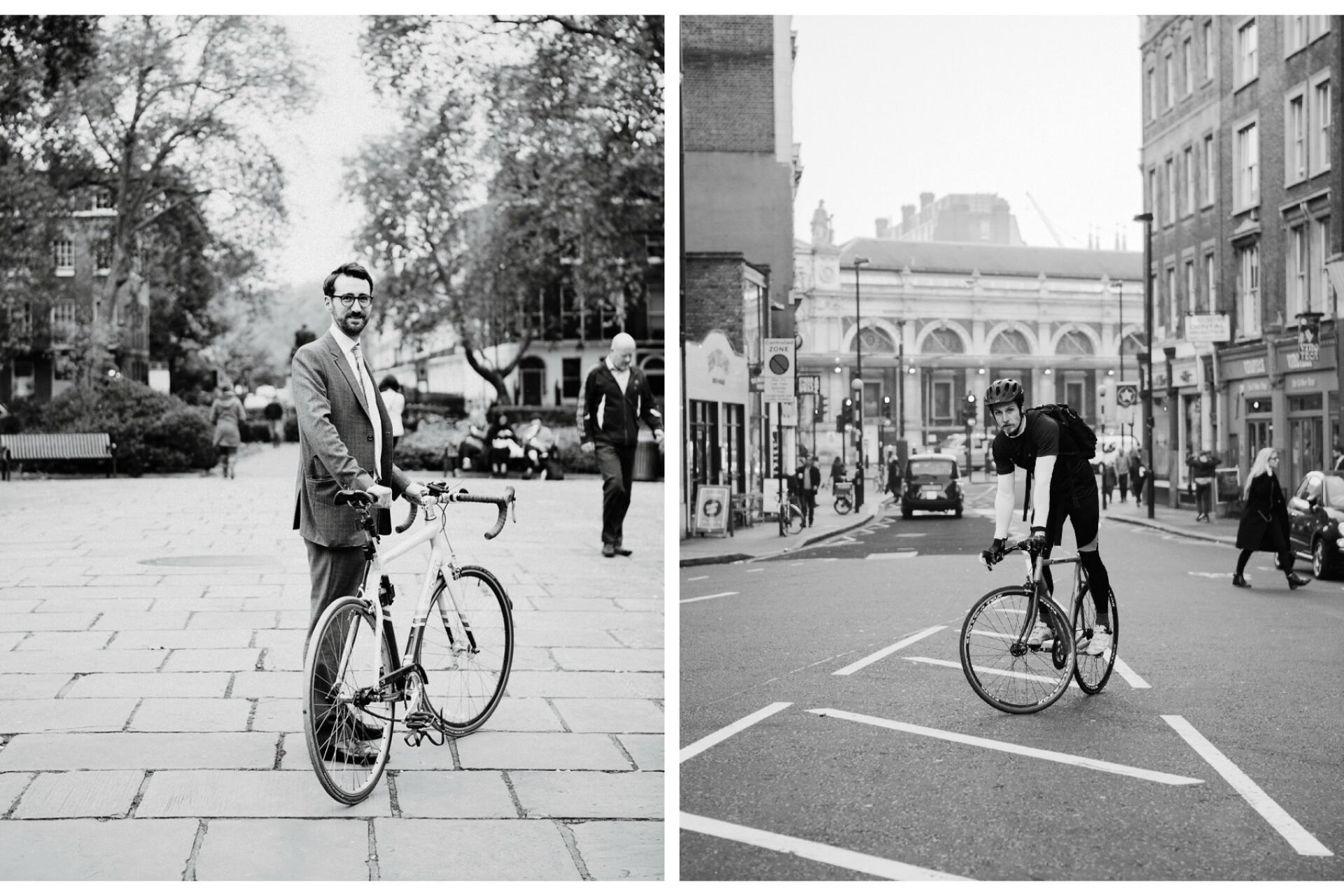 Chaque matin, Edward Oates (à gauche) et Ben Hughes (à droite) enfourchent leur vélo. Le premier pour rejoindre son cabinet d'avocats, le second pour se rendre à son entreprise de design.