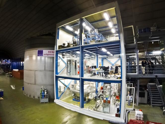 L'expérience XENON1T installée dans le hallB du Laboratoire National du Gran Sasso (LNGS) en Italie.