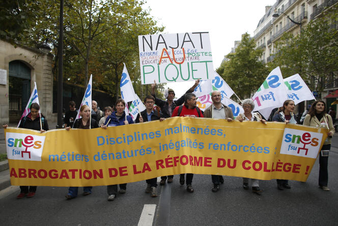 Manifestation contre la réforme du collège, le 17 septembre à Paris.