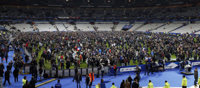 The Stade de France being evacuated on November 13.
