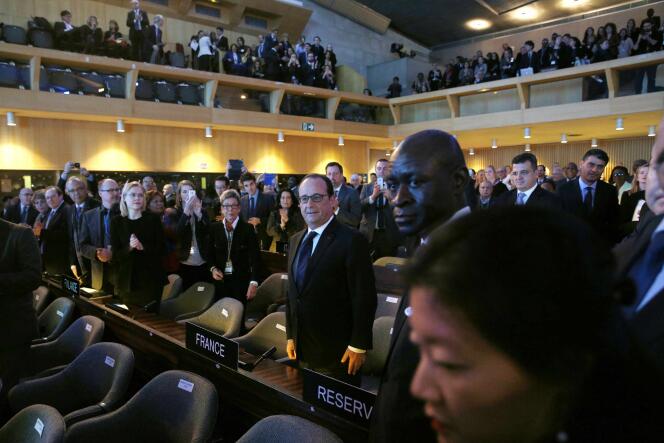 François Hollande, mardi 17 novembre, au siège de l'Unesco à Paris.